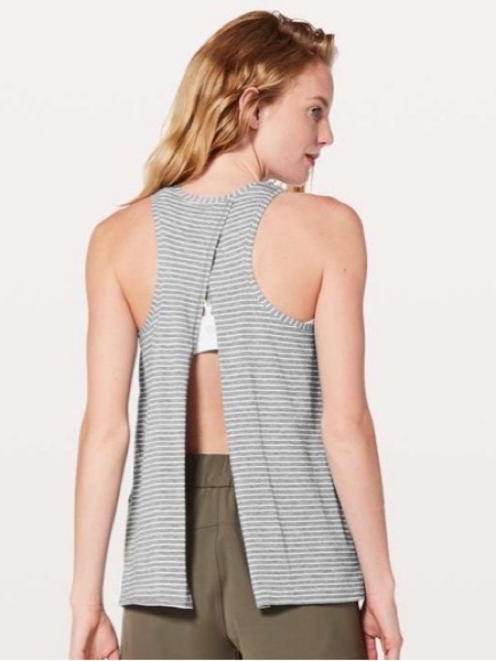 Lululemon Size 4 Grey and White Striped Tank!